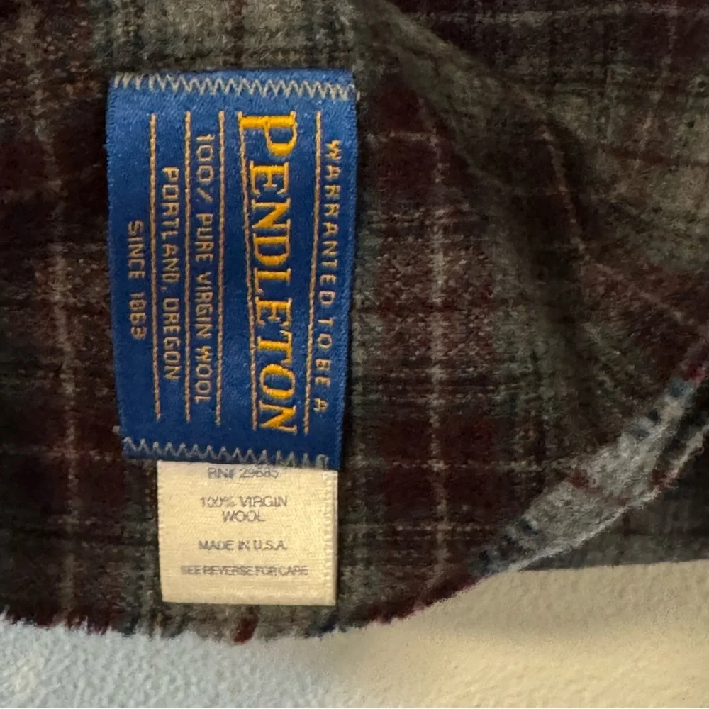 Pendleton 100% Pure Virgin Wool Tartan Plaid Blue Purple Scarf-One Size